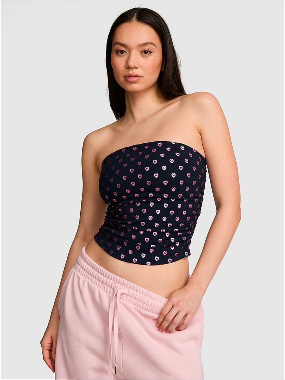 Victoria's Secret PINK All Day Cotton Side Ruched Tube Top size M NWT
